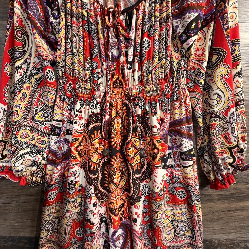 Boston Proper Multicolor Paisley Long Sleeve Dress - Picture 4 of 8